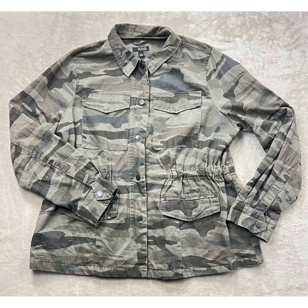 EUC ana A New Approach Camo Utility Jacket Women's Green Gray Field Coat Size XL